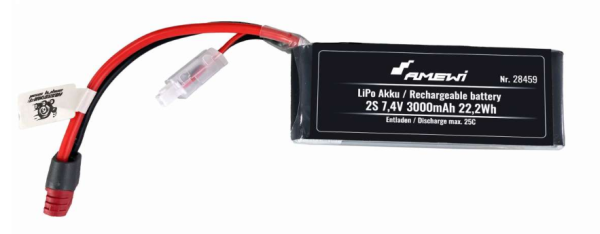 28459 LIPO AKKU 2S 7,4V 3000MAH 25C T-STECKER
